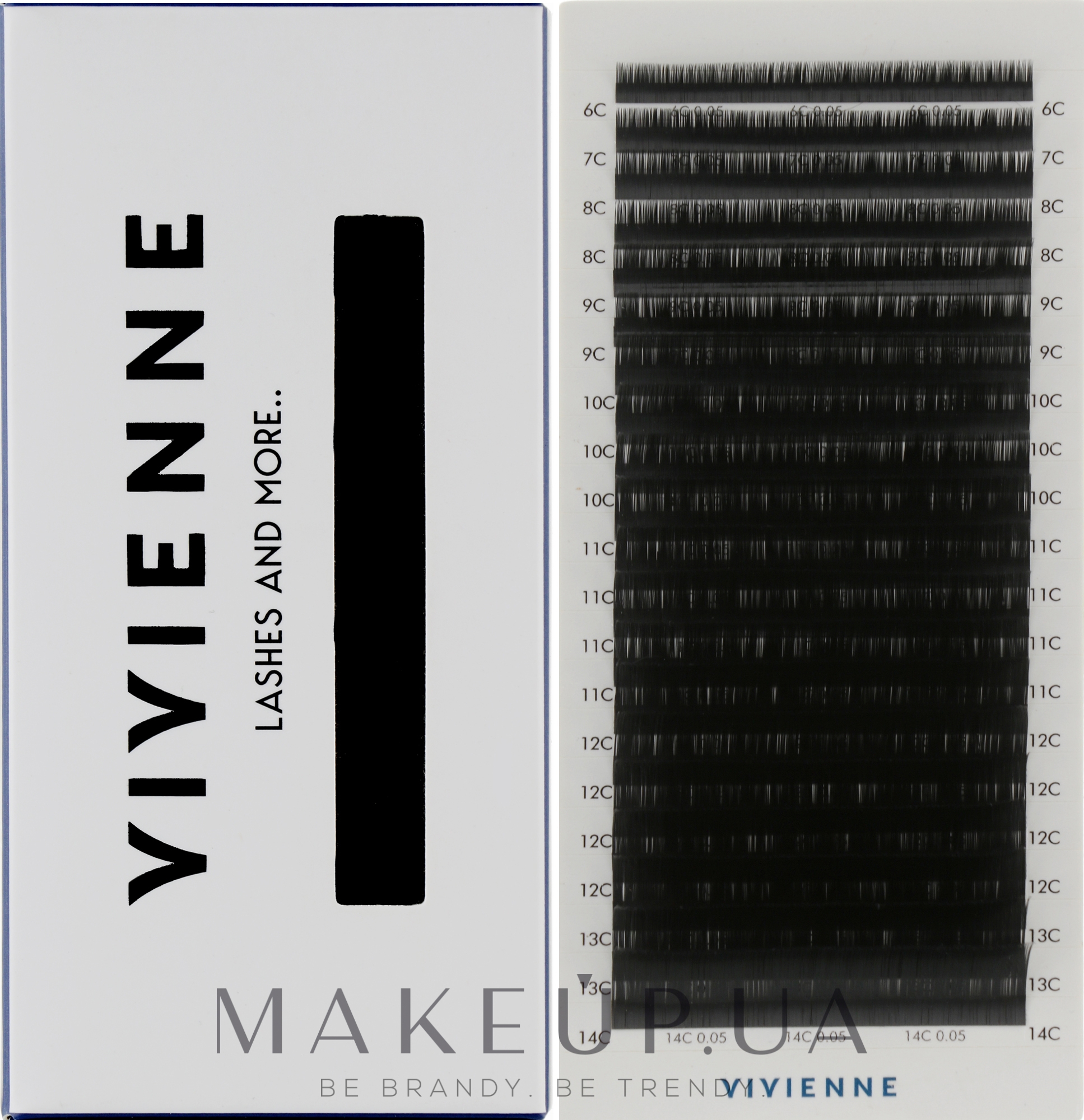 Накладні вії "Elite", чорні, 20 ліній (mix, 0.05, C, (6-14)) - Vivienne — фото 1уп