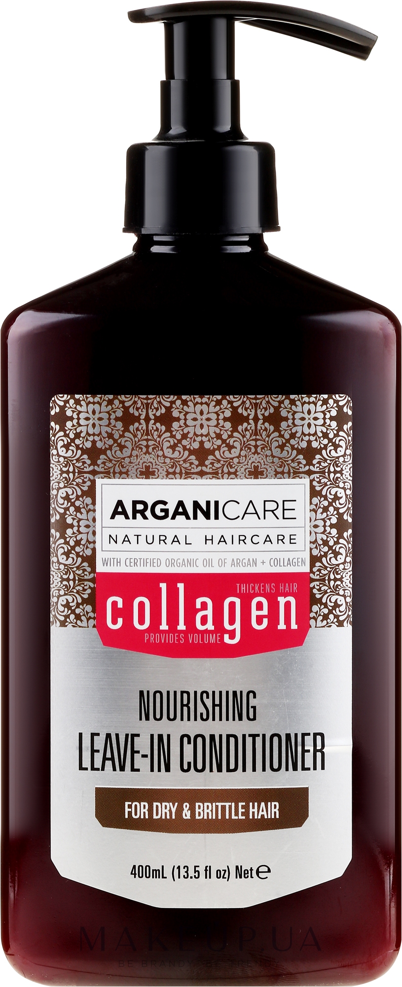 Незмивний кондиціонер для сухого і ламкого волосся - Arganicare Collagen Nourishing Leave-In Conditioner — фото 400ml