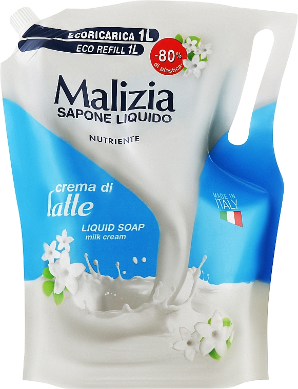 Рідке мило "Молочний крем" - Malizia Liquid Soap Crema Di Latte (дой-пак)