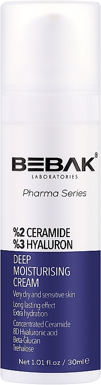 Крем для лица с церамидами и гиалуроном - Bebak Deep Moisturising Cream — фото N1