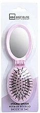 Щітка для волосся з дзеркальцем, рожева - IDC Institute Pocket Pop Out Brush With Mirror (блістер) — фото N1