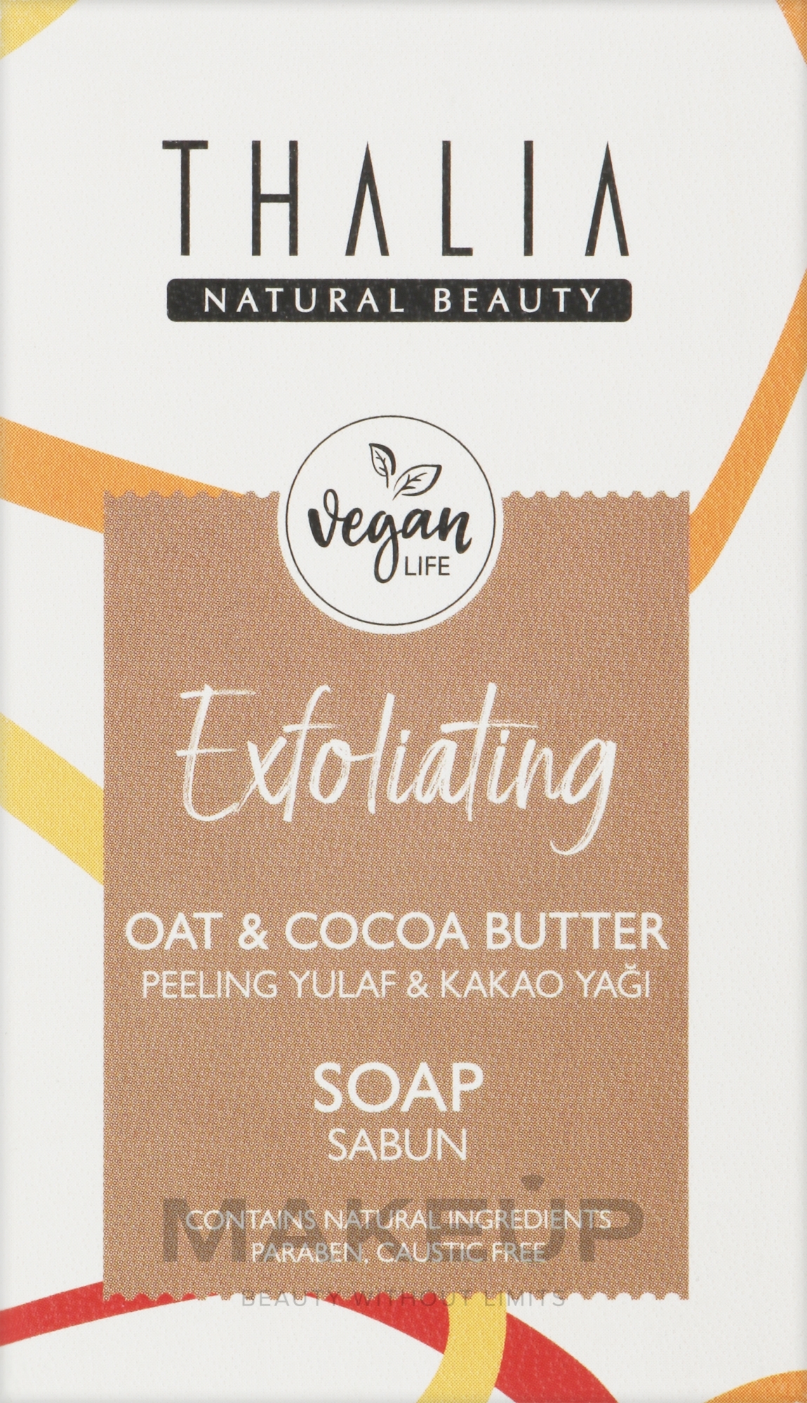 Натуральное отшелушивающее мыло для лица и тела с маслом какао и овсяными отрубями - Thalia  — фото 140g