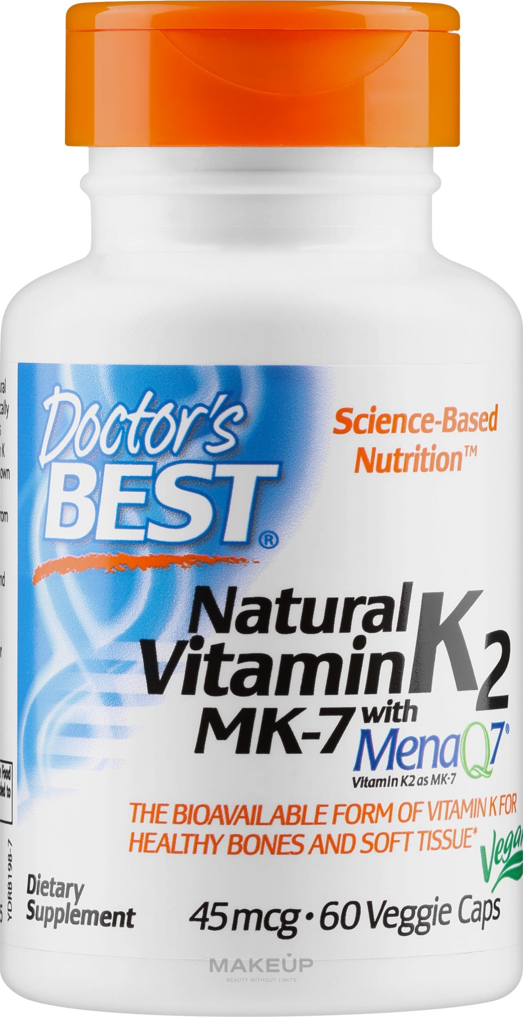 Натуральний вітамін K2 MK-7 с MenaQ7, 45 мкг, капсули - Doctor's Best — фото 60шт