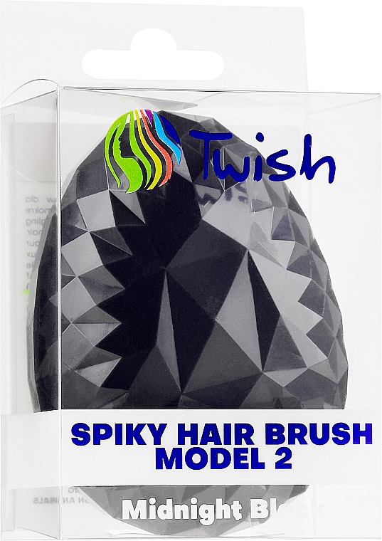 Щітка для волосся, чорна з салатовими зубцями - Twish Spiky Hair Brush Model 2 Midnight Black — фото N2
