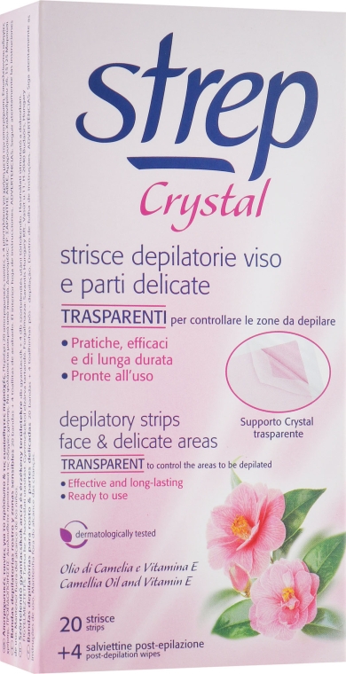 Восковые полоски для депиляции "Масло камелии и витамин Е" - Strep Crystal