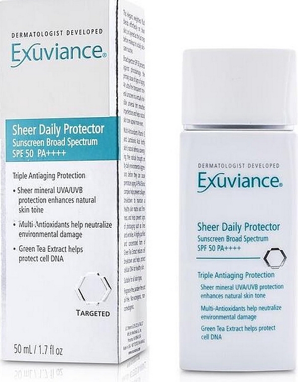 Защитный крем для лица - Exuviance Sheer Daily Protector SPF50 PA++++ — фото N1
