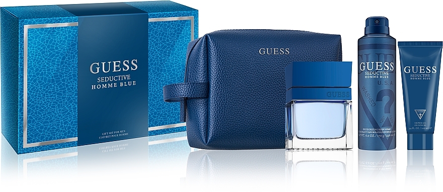 Guess Seductive Homme Blue - Набор (edt/100ml + deo/226ml + sh/gel/100ml + bag) — фото N1