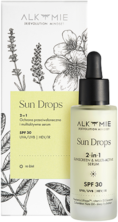 Солнцезащитный крем и мультиактивная сыворотка - Alkmie Sun Drops Sunscreen & Multi-Active Serum SPF 30 — фото N1