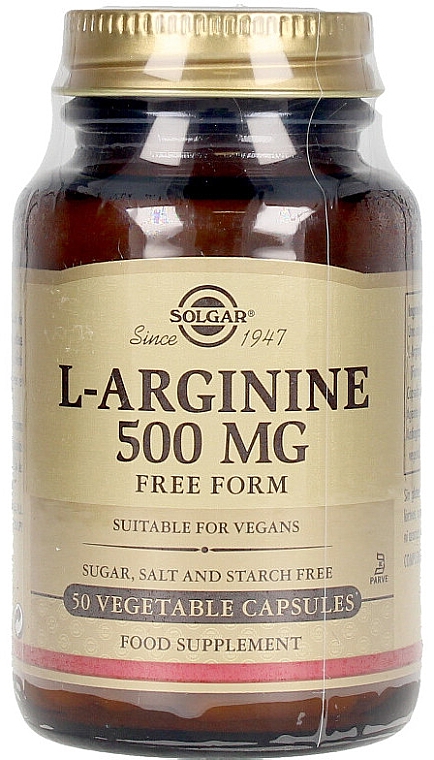 Харчова добавка - Solgar L-Arginine 500 mg — фото N1