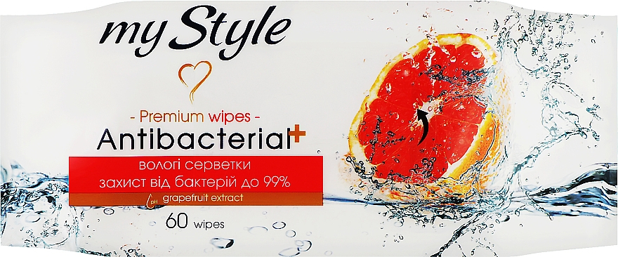 Влажные салфетки антибактериальные "Грейпфрут", 60 шт. - My Style — фото N1