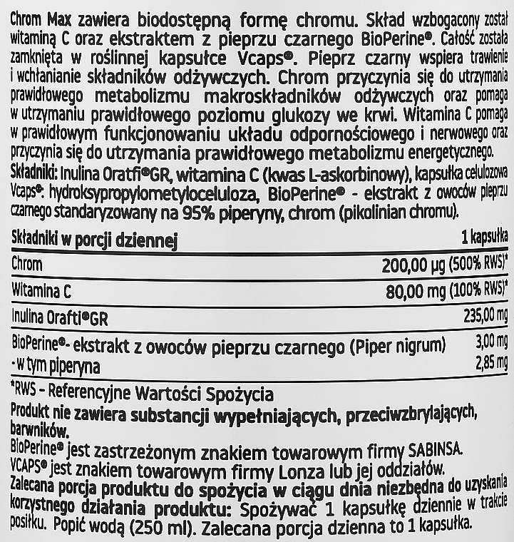 Диетическая добавка "Хром 200 мг" - Pharmovit Clean Label Chrom Max — фото N2