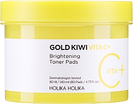 Парфумерія, косметика Освітлювальні подушечки для обличчя - Holika Holika Gold Kiwi Vita C+ Brightening Toner Pads