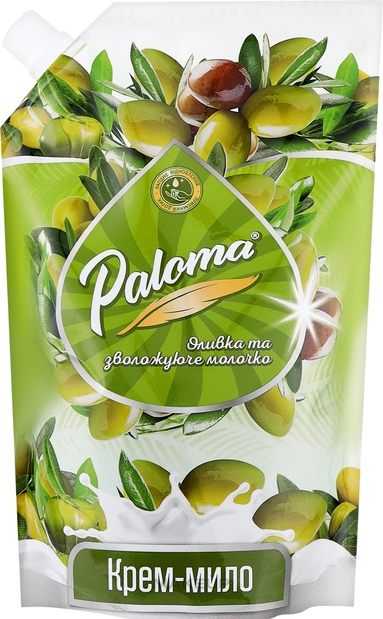 Крем-мыло "Оливковое и увлажняющее молочко" - Paloma (дой-пак) — фото 500ml