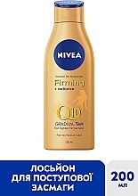 Увлажняющий лосьон "Упругость и сияние кожи" - NIVEA Q10 Firming + Radiance Gradual Tan Moisturiser — фото N2