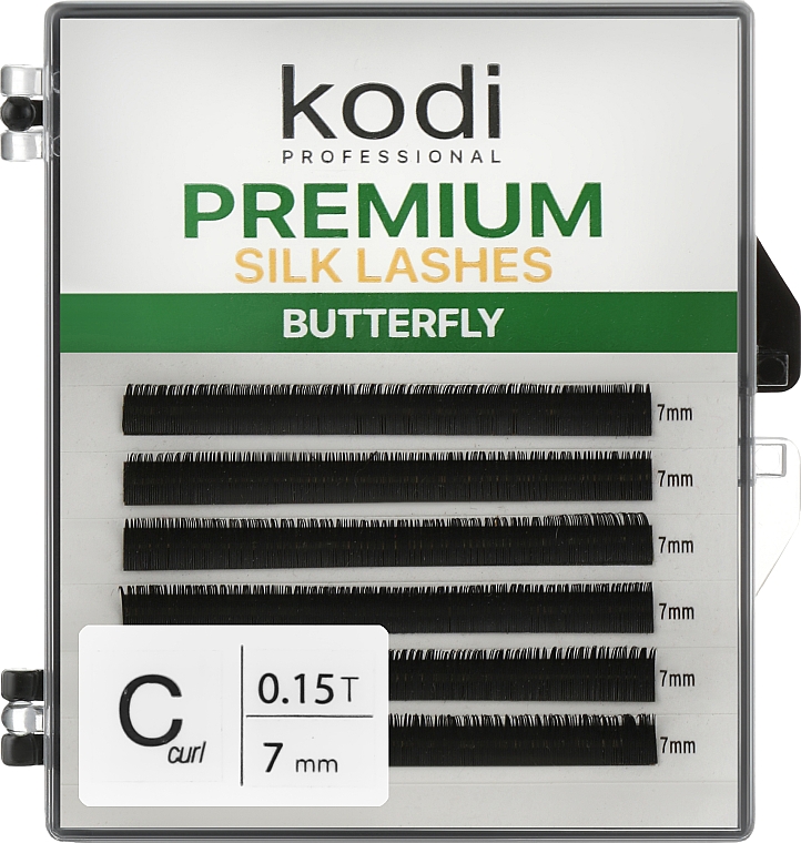Накладні вії Butterfly Green C 0.15 (6 рядів: 7 mm) - Kodi Professional — фото N1