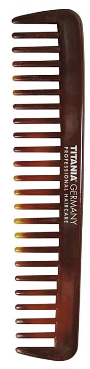 Расческа-гребень с редкими зубчиками,желто-коричневая, 18,5 см - Titania — фото N1