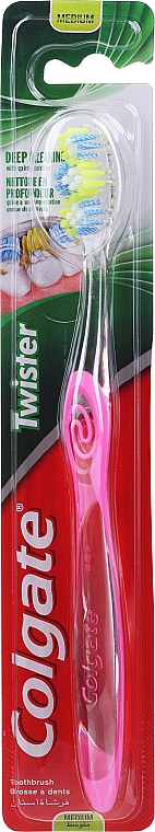 Зубная щетка средняя, 24262, розовая - Colgate Twister Medium Toothbrush — фото N1