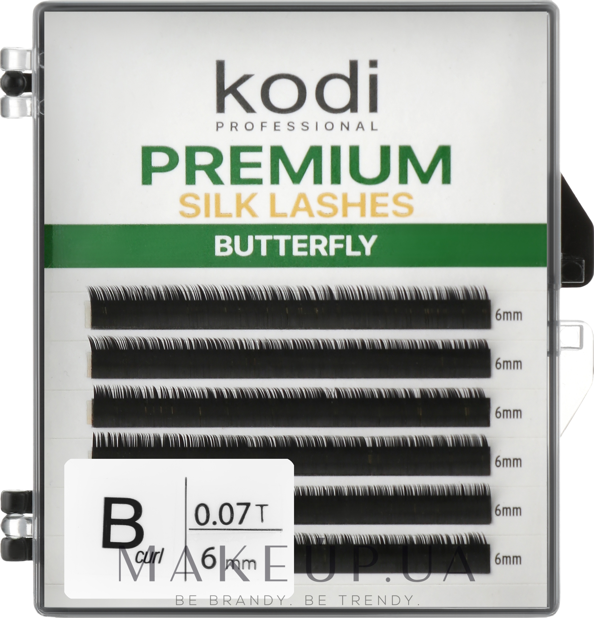 Накладні вії Butterfly Green B 0.07 (6 рядів: 6 мм) - Kodi Professional — фото 1уп
