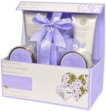 Парфумерія, косметика Набір - Grace Cole Lavender Definitive Pamper Collection (sh/gel/150ml + b/lot/100ml + bath/foam/150ml + bath/cryst/100g + soap/100g + sponge)