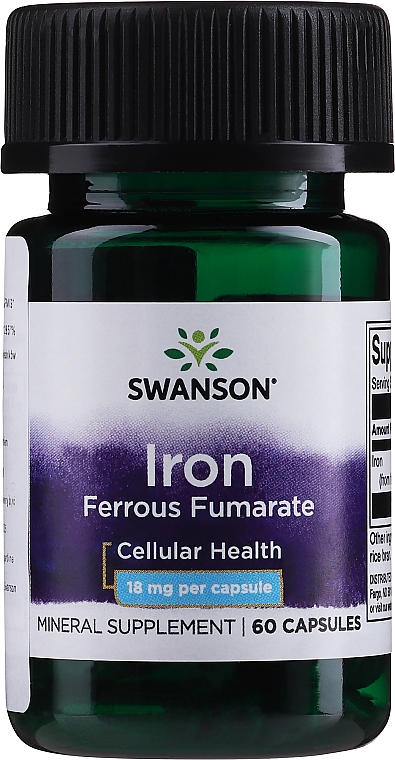 Харчова добавка "Залізо Фумарат", 18 мг - Swanson Iron Ferrous Fumarate 18 mg — фото N1