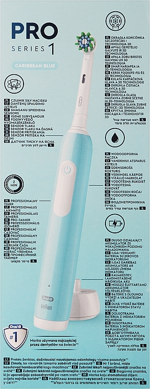 Електрична зубна щітка, блакитна - Oral-B Pro 1 3D Cleaning Caribbean Blue — фото N11