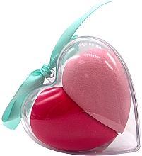 Парфумерія, косметика Набір спонжів для макіяжу "Серце", світло-рожевий + малиновий - Omkara
