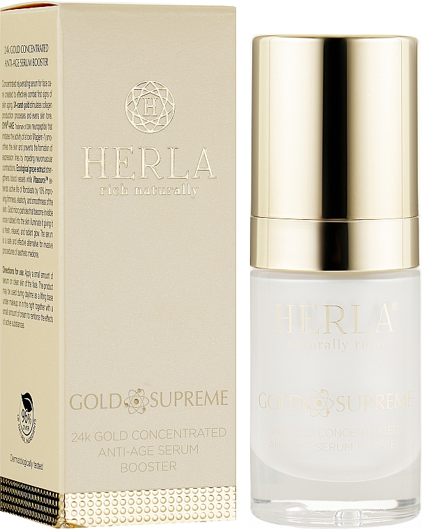 Антивозрастная сыворотка для лица - Herla Gold Supreme 24K Gold Concentrated Anti-Age Serum Booster — фото N2