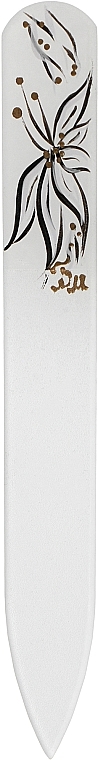 Пилочка стеклянная 95-902, с ручной росписью "черно-белый цветок", 90 мм - SPL