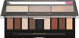 Палетка тіней для повік, 12 відтінків - Makeup Revolution Ultra Eye Contour Light and Shade — фото N2