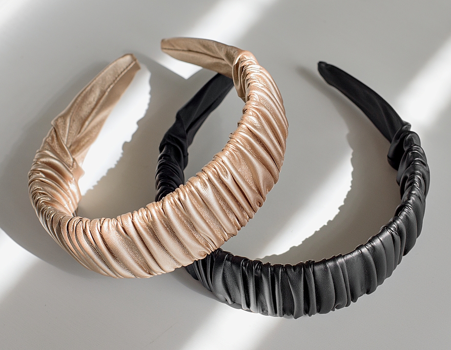 Ободок для волосся, золотий "Fold Pattern" - MAKEUP Hair Hoop Band Leather Gold — фото N5