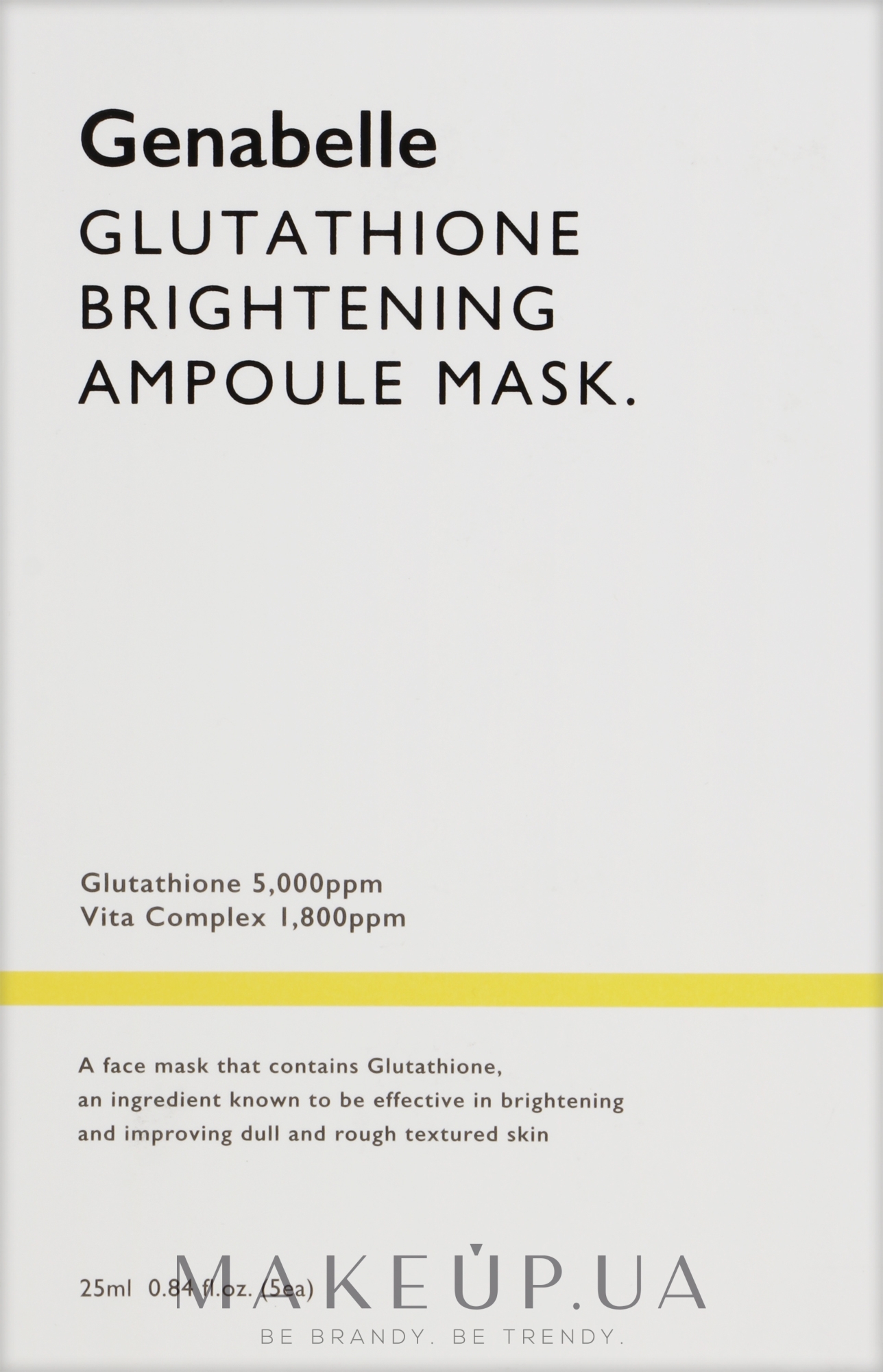 Маска з глутатіоном для обличчя - Genabelle Glutathione Brightening Ampoule Mask — фото 5x25ml