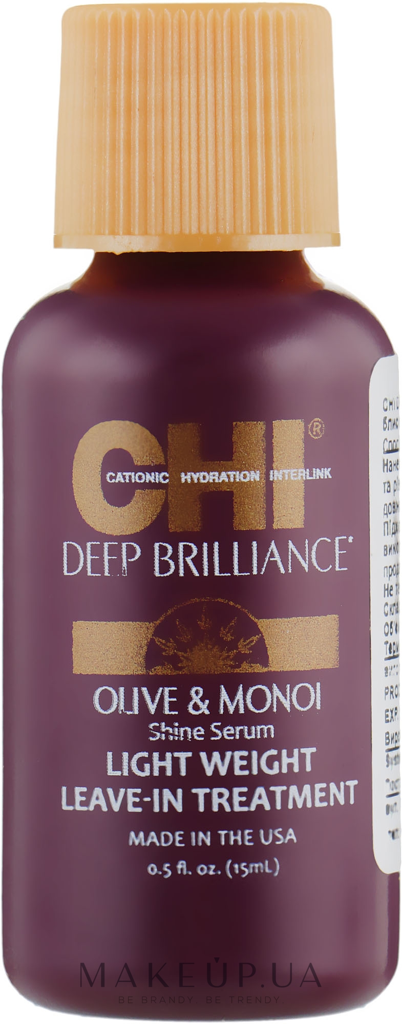 Незмивна сироватка-шовк для волосся  - CHI Deep Brilliance Shine Serum Light Weight Leave-In Treatment — фото 15ml