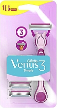 Парфумерія, косметика Жіноча бритва з 8 змінними насадками - Gillette Simply Venus 3