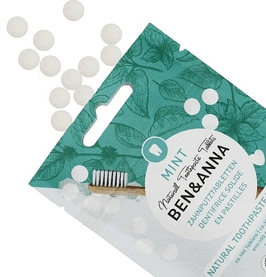 Зубна паста в таблетках без фтору "М'ята" - Ben&Anna Mint Toothpaste Tablets Without Fluoride — фото N2