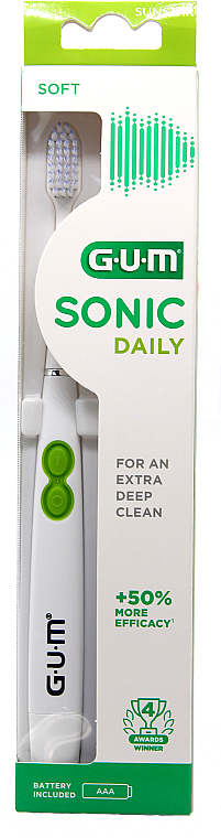 Електрична зубна щітка, м'яка, біла - G.U.M Sonic Daily