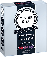 Парфумерія, косметика Презервативи латексні, розмір 60-64-69, 3 шт. - Mister Size Test Package Wide Pure Fell Condoms
