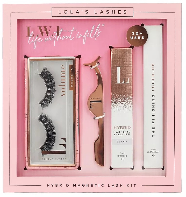 Набор - Lola's Lashes Curl Power Hybrid Magnetic Eyelash Kit (eyeliner/3ml + remover/2.5ml + eyelashes/2pcs + applicator) — фото N1