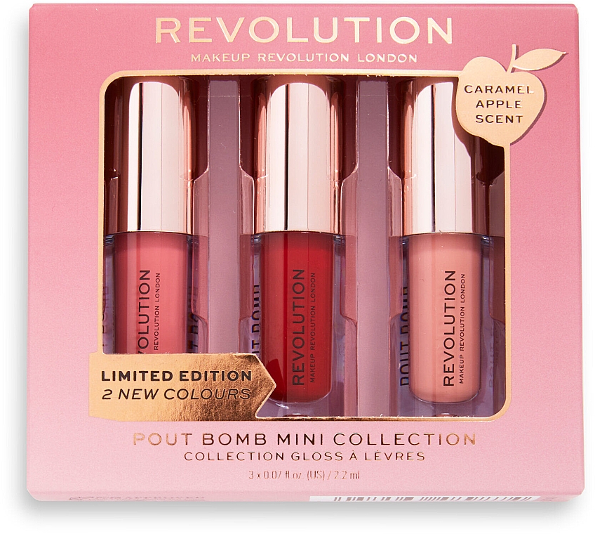 Набір - Makeup Revolution Caramel Apple Mini Pout Bomb Lip Gloss Set (lipgloss/3x2.2ml) — фото N6