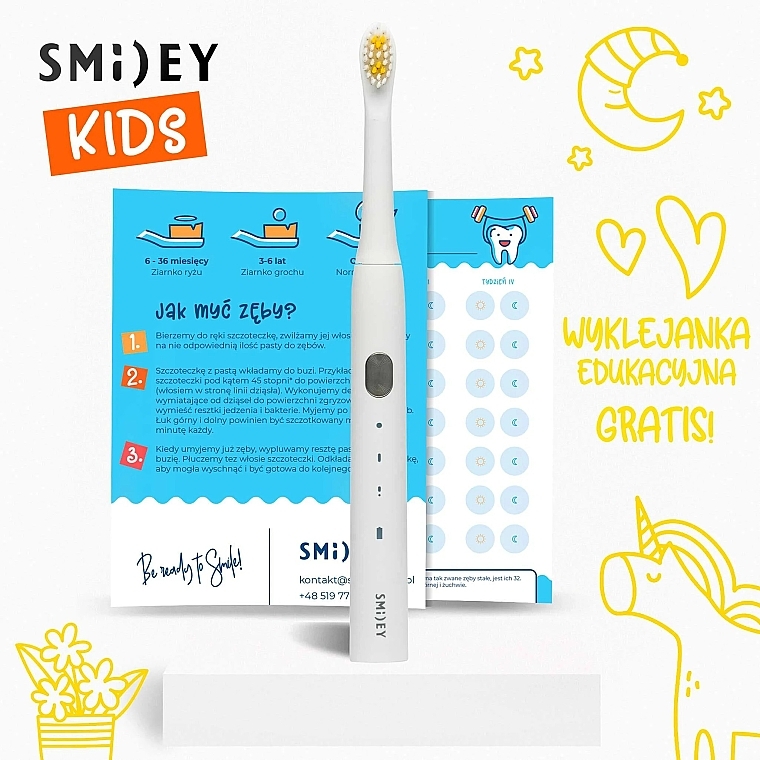 Детская электрическая звуковая зубная щетка, белая - Smiley Light Kids — фото N5