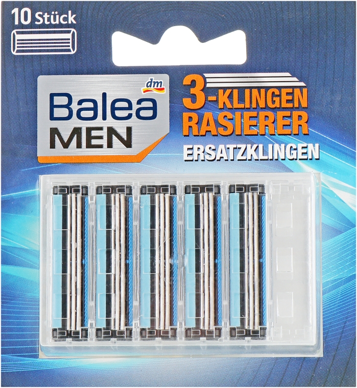 Сменные лезвия для станка, 10 шт - Balea Men 3-Klingen Rasier — фото N1