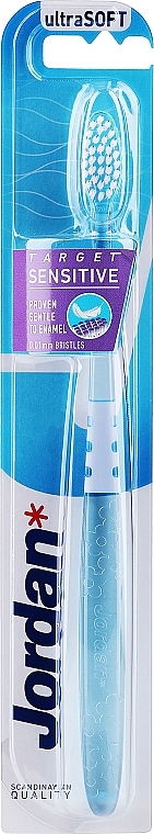 Зубна щітка для чутливих зубів та ясен, ультрам'яка, блакитна з квітами - Jordan Target Sensitive — фото N1