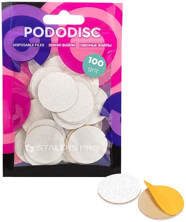 Змінні файли для педикюрного диска "Pododisc", L, білі, 100 грит, 50 шт. - Staleks Pro — фото N1