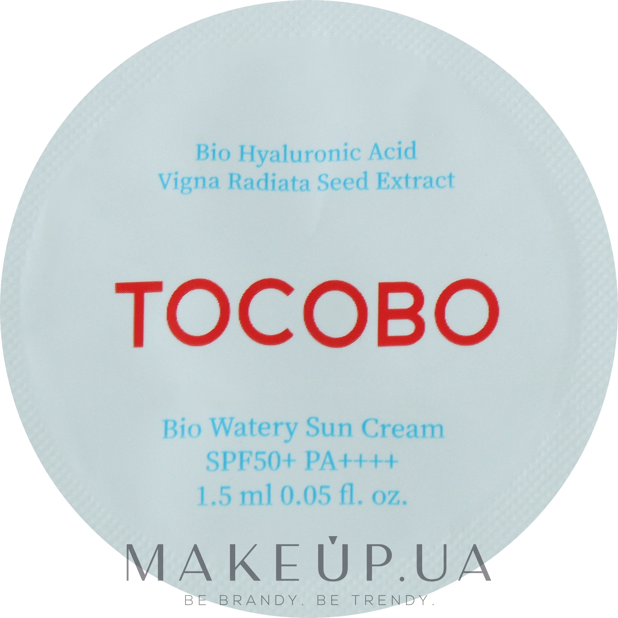 Увлажняющее солнцезащитное крем-молочко - Tocobo Bio Watery Sun Cream SPF50+ PA++++ (пробник) — фото 1.5ml