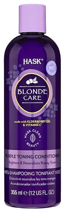 Відтінковий фіолетовий кондиціонер з олією бузини і вітаміном С для світлого волосся - Hask Blonde Care Purple Toning Conditioner — фото N1