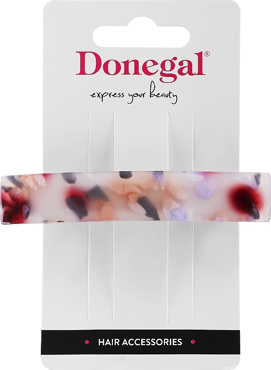 Заколка-автомат для волос, FA-5684, молочная с сиреневым и красным - Donegal — фото N1