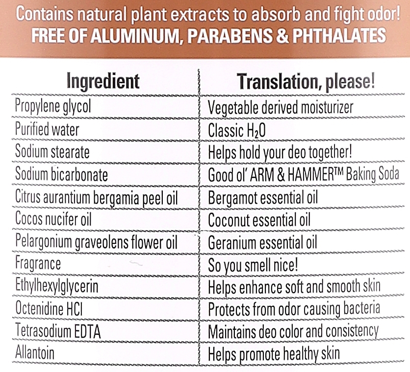 Прозрачный дезодорант без металлов - Arm&Hammer Essentials Deodorant Natural Deodorizers Coconut Geranium — фото N2