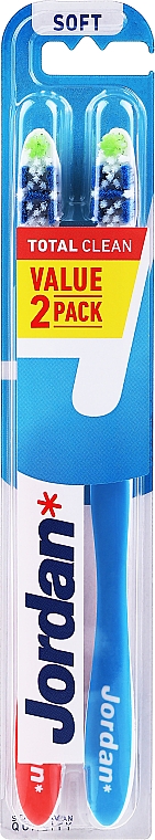 Зубная щетка мягкая "Total Clean", красная+синяя - Jordan Total Clean Soft — фото N2