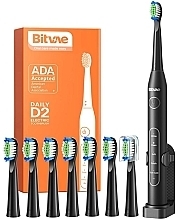 Електрична зубна щітка Daily D2, 8 насадок, чорна - Bitvae — фото N1