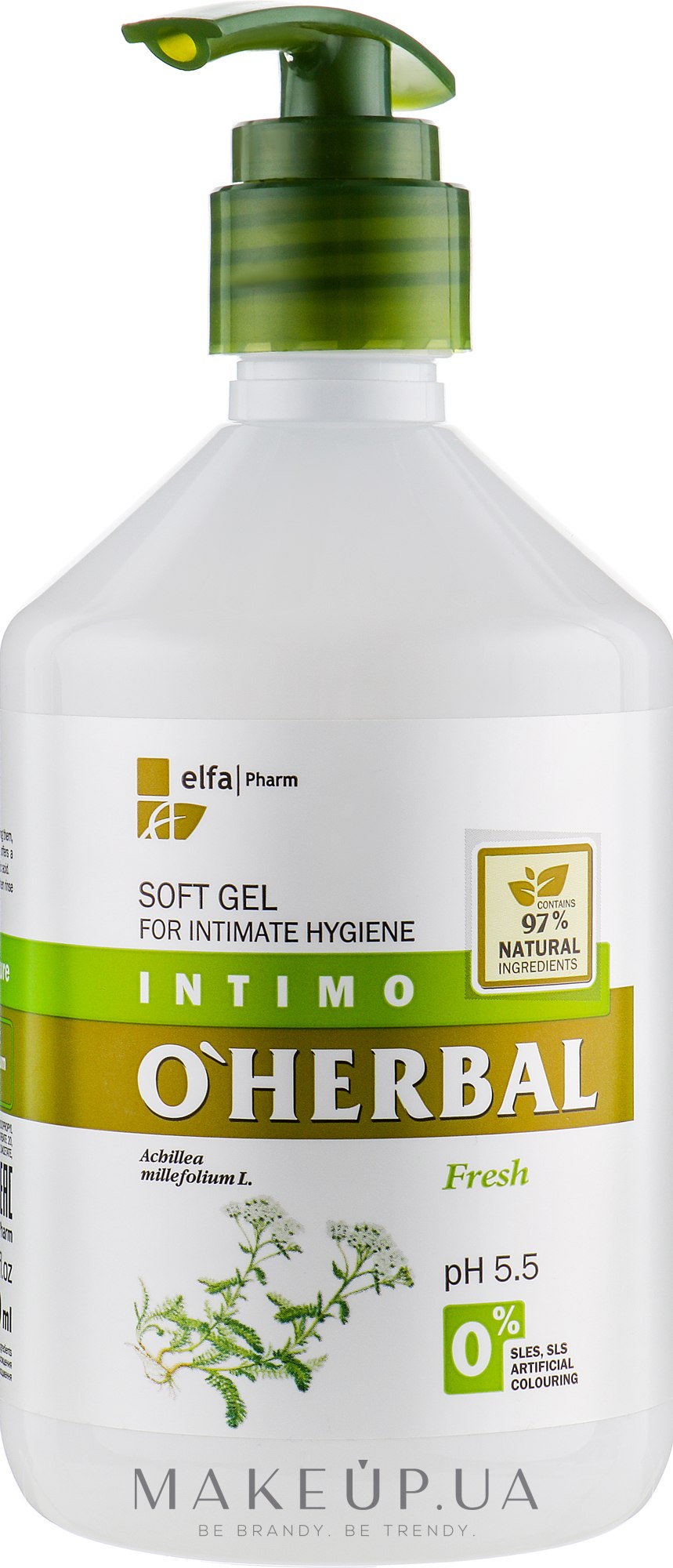 Ніжний гель для інтимної гігієни з екстрактом деревію - Elfa Pharm O Herbal Soft Gel For Intimate — фото 500ml