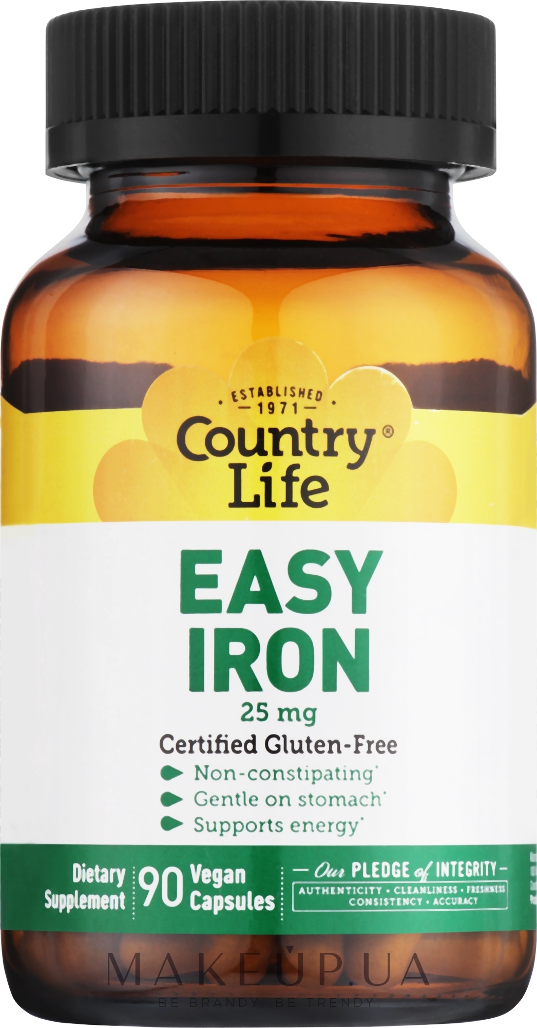 Легкое железо, 25мг - Country Life Easy Iron — фото 90шт